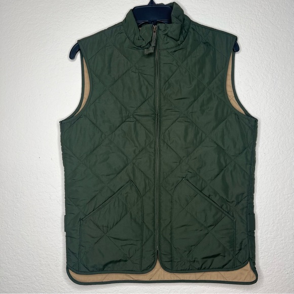 J.Crew Mercantile Quilted Vest Mens Size X-Small Green Pockets Zip Up Hiking - Picture 2 of 9